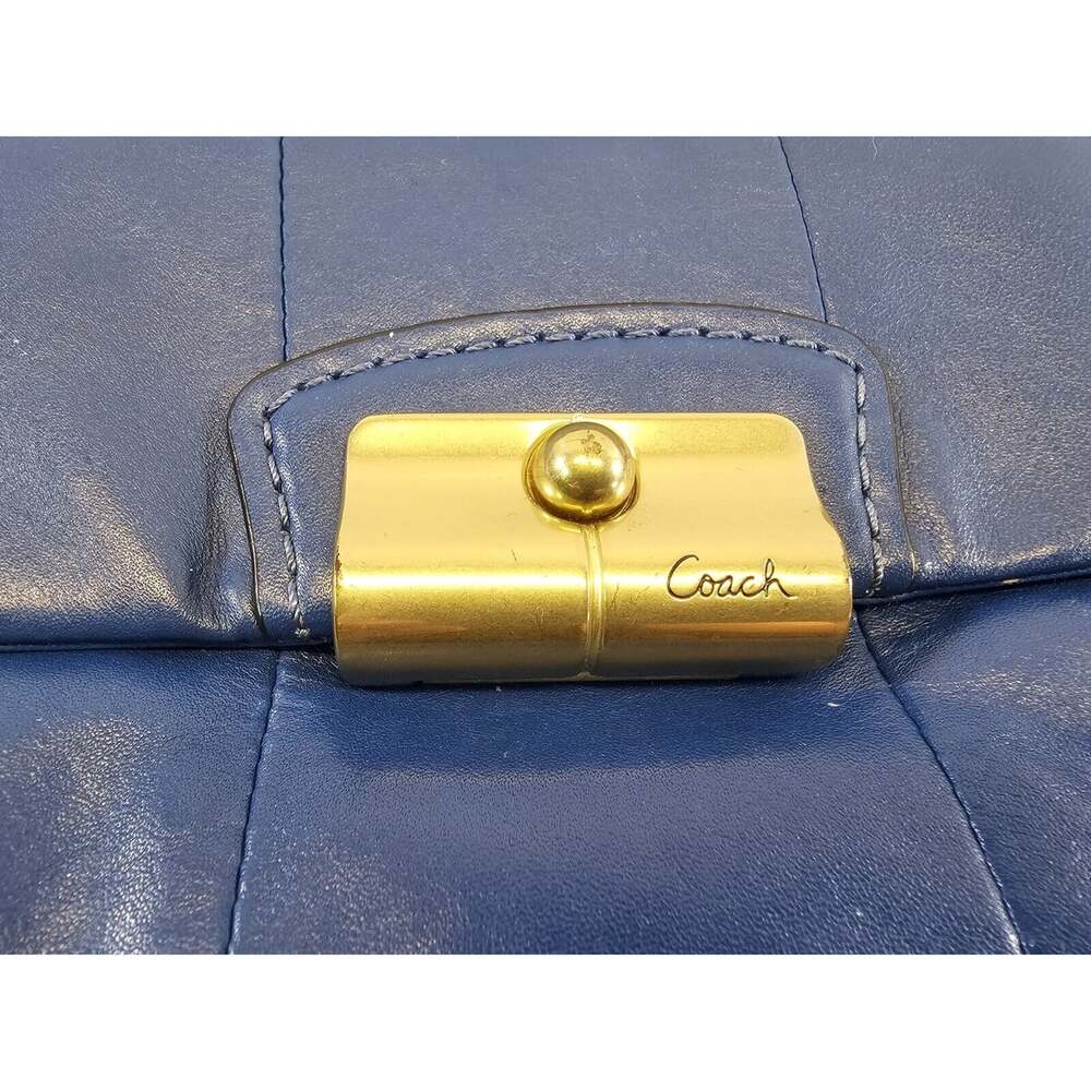 coach purse no B 1069 14783 Blue Leather front snap pocket top handle chic boho - Picture 3 of 10